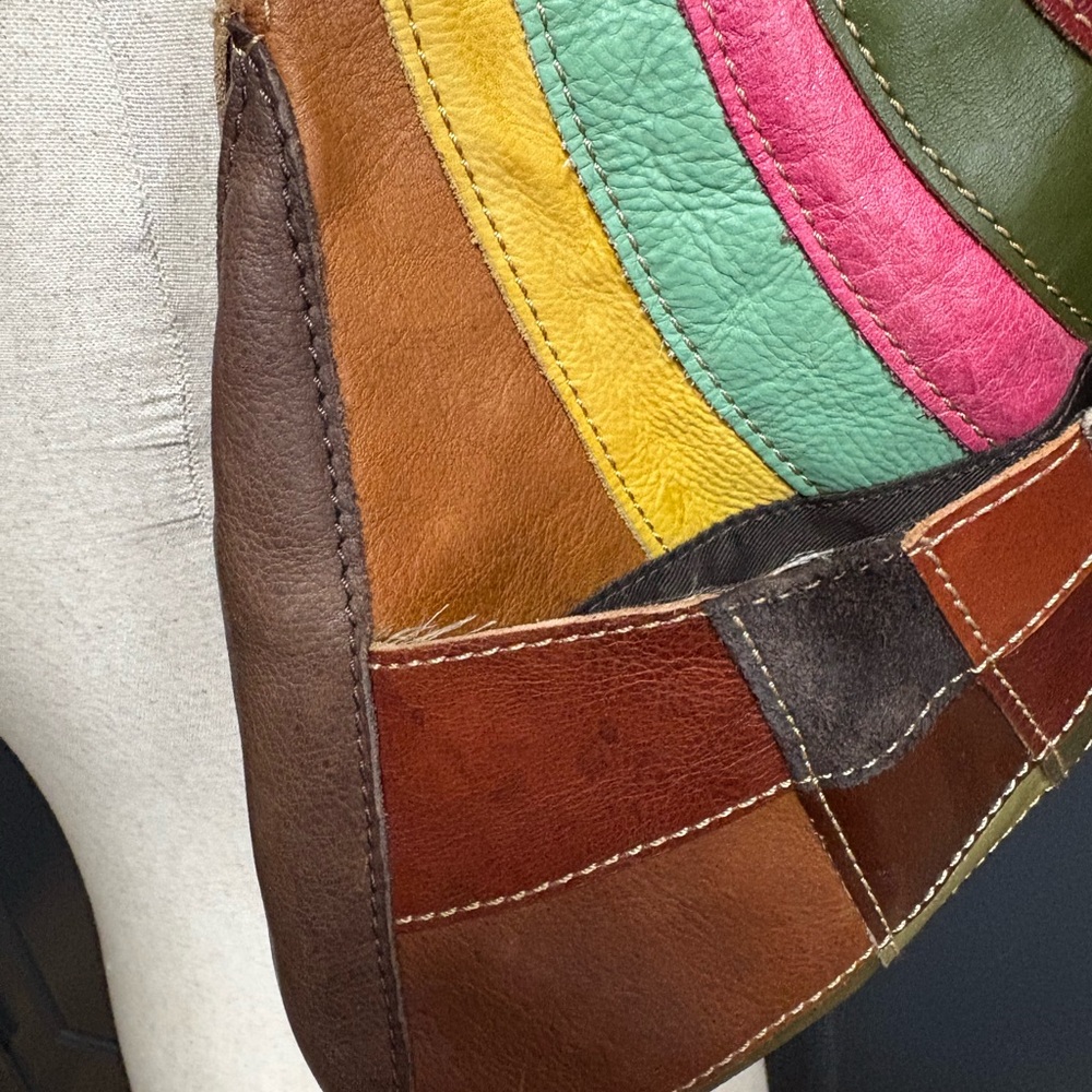 Y2K Multicolor Leather Patchwork Shoulder Bag - image 4